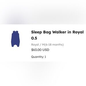 Kyte BABY Sleep Bag Walker, Royal, 0.5 TOG / Sz M (6-18 mo)